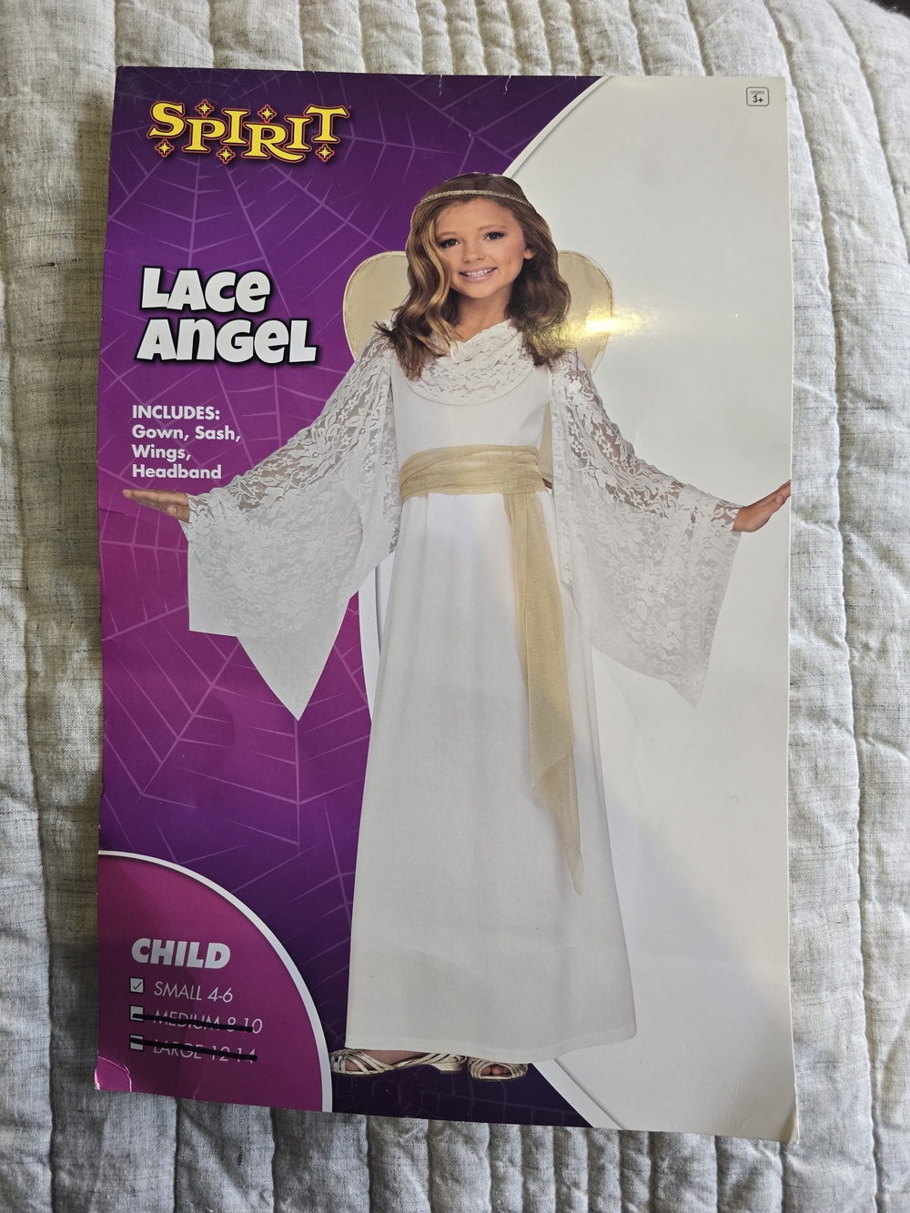 Spirit Lace Angel Costume - White and Gold Sash